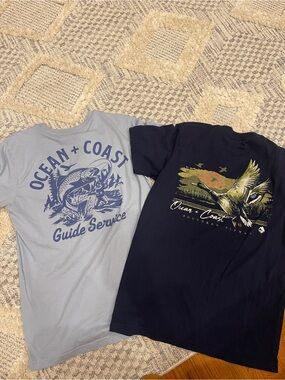 Ocean + Coast Men's Blue Fishing Duck Short Sleeve Tee Shirt T-Shirt Bundle M